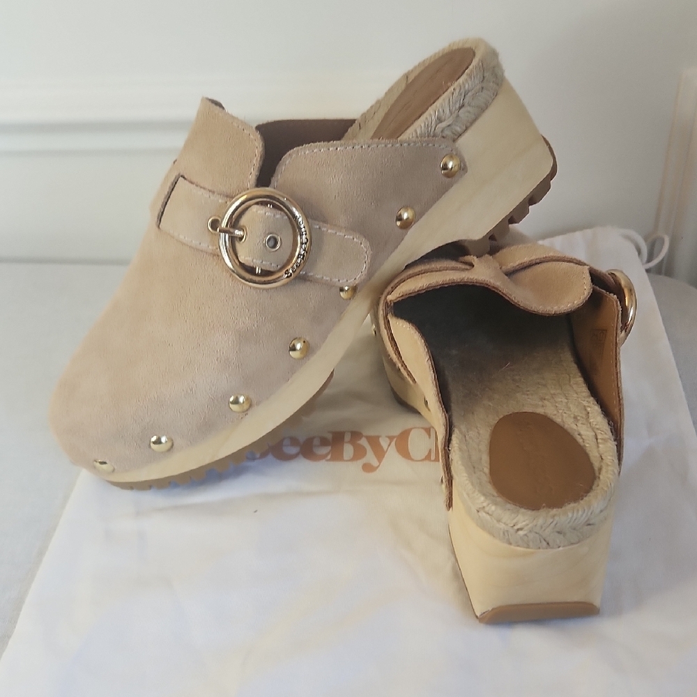 See By Chloe Suede Clogs with Gold Details - Picture 9 of 9